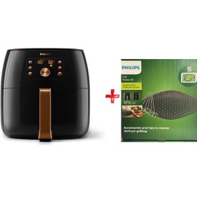 Resim Philips Premıum Xxl 7,3lt 1,4kg Aile Boyu Airfryer Smart Sensıng Fritöz + Izgara Seti 