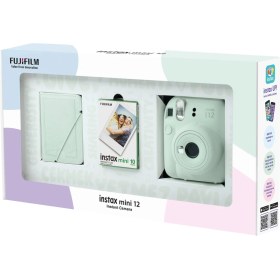 Resim Fujifilm Instax Mini 12 Yeşil Fotoğraf Makinesi 10'lu Film ve 28'li Mini Albüm Bundle Box 