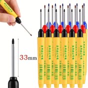 Resim 6 Adet/Set 33Mm Kırmızı/Mavi/Siyah Uzun Başlı İşaretleme Kalemleri Ahşap Dekorasyon Derin Delik Su Geçirmez Kalem Çok Amaçlı İşaretleme Aracı 