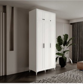 Resim Guneystore Milas 3 Kapaklı Komple Mdf Ayaklı Yüklüklü Gardırop 