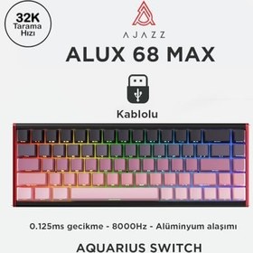 Resim Ajazz ALUX 68 HE Kablolu-8000hz Manyetik Switch Oyun Klavyesi Alümniyum Gövde Yapısı Pembe - Aquarius Switch 