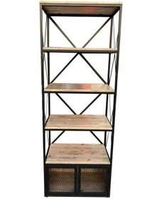 Resim Bengimobilya Kitaplık X Metal Çapraz Yan Ve İskelet Ladin Ağaç Natüre Raf Parl 