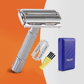 Resim Klasik Metal Erkek El Tıraşı - Vintage Tarzı, Dayanıklı Paslanmaz Çelik Bıçak, Saklama Kutusu Dahil - Günlük Tıraş İçin Uygun 