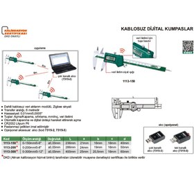 Resim İnsize 1113-200mm Dijital Kumpas(kablosuz Veri Aktarımı) 