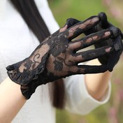 Resim Yazlık Hafif Zarif Dantel Eldivenler, Nefes Alabilen Kısa Güneş Eldivenleri Şık Gelin Süs Eldivenleri 