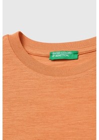 Resim United Colors Of Benetton Erkek Çocuk Turuncu Arkası Baskı Detaylı Bisiklet Yaka T-shirt 6-14 Yaş -2851 