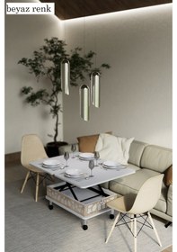 Resim Lisa Desenli Akıllı Sehpa Tekerli Çekmeceli, Sihirli Sehpa 