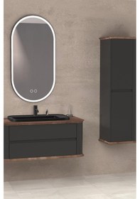 Resim Pier 100 Cm Siyah Lavabolu Banyo Dolabi - Antrasit / Kayin (Boy Dolap Dahil) Çok Renkli 
