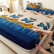 Resim 3 adet Kelebek Baskılı Yatak Seti - Ultra Yumuşak Fırçalanmış Mikrofiber, Kral/Kraliçe Boyutu, Uygun Fırça ve 2 Yastık Kılıfı İçerir, 29.01 cm'ye kadar Yatak Masrafı için Derin Cep Tasarımı, Makine Yıkanabilir, Tüm Mevsimler İçin Rahatlık, Kelebek Baskılı Yatak 