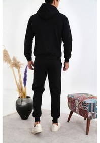 Resim Pitcher 3 İplik Fermuarlı Kanguru Cep Eşofman Takım - Siyah Siyah 