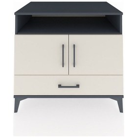 Resim Kronos Şifonyer 3 Raflı Tek Çekmeceli 2 Kapaklı 88x59x80 Antrasit-aytaşı Antrasit 