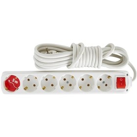 Resim Almera 6'lı Anahtarlı Topraklı Grup Priz 5 Metre Beyaz 