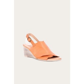Resim Bueno Shoes Bueno Taba Deri Kadın Dolgu Topuklu Sandalet 