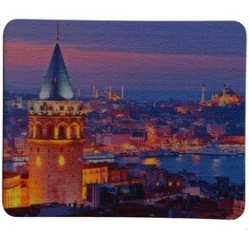 Resim Galata Kulesi Manzara Desenli Kaymaz Taban Optik Bilgisayar Notebook Mouse Pad Maus Ped 17,5x21,5cm 