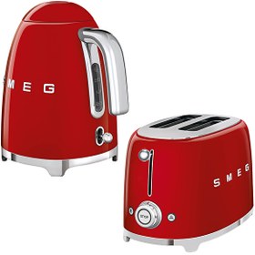 Resim KLF03RDEU Kırmızı Kettle ve 1x2 TSF01RDEU Ekmek Kızartma Makinesi Seti Smeg