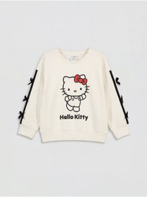 Resim LC Waikiki NEVAVM Farkıyla Hello Kitty Baskılı Kız Çocuk Sweatshirt ve Eşofman Altı 