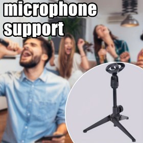 Resim 1 adet Ayarlanabilir Mikrofon Standı, XLR Bağlantılı Taşınabilir Tripod Masa Standı, Ofis ve Kayıt Stüdyosu için Katlanabilir ABS Malzeme 