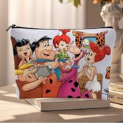 Resim 1 Adet Flintstones Kozmetik Çantası - Fermuarlı Dayanıklı Solmaz Tuval, Öğrenciler için Çok Fonksiyonlu Makyaj & Kalem Kutusu, Arkadaşlar için Nostaljik Karikatür Tasarımı Hediye, Sağlam Yapı 