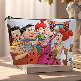 Resim 1 Adet Flintstones Kozmetik Çantası - Fermuarlı Dayanıklı Solmaz Tuval, Öğrenciler için Çok Fonksiyonlu Makyaj & Kalem Kutusu, Arkadaşlar için Nostaljik Karikatür Tasarımı Hediye, Sağlam Yapı 