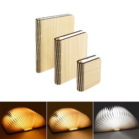 Resim LED Masa Lambası Ahşap Katlanabilir İnek Kağıdı Gece Lambası USB Şarj Yatak Odası Ofis Kitaplık Dekor Hediye 
