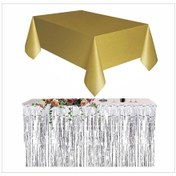 Resim Gold Masa Örtüsü, Gümüş Masa Eteği 