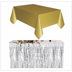 Resim Gold Masa Örtüsü, Gümüş Masa Eteği 