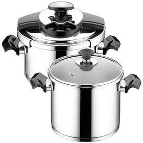 Resim Aryıldız Milano Kanka Düdüklü Tencere 3.5 Lt+5,5 Lt-Soft Siyah Gümüş - Siyah 