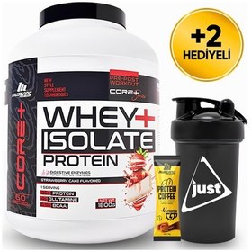 Resim Mustang Nutrition Core+ Series Isolate Whey Protein Tozu 1800 Gr 60 Servis Çilekli Pasta + Shaker + Protein Kahve Hediyeli Çilek Aromalı 