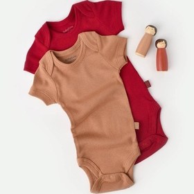 Resim Rebebe Babycosy Modal 2 Li Kısa Kollu Bebek Badi - Bebek Body - Csym1121 (544639971) Kahverengi - Kırmızı 