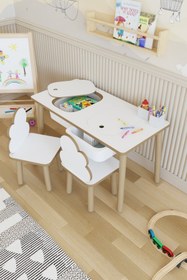 Resim POFİTTO Montessori Çocuk Masası-oyun Masası-aktivite Masası-etkinlik Masası Takımı 2 Bulut Sandalye 