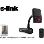 Resim S-Link Sl-fm65 Hafızasız Mp3 Transmitter 2.1a Usb Şarj Portlu Usb Micro Sd Kart Destekli Kumandalı 