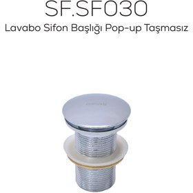 Resim Lavabo Sifon Başlığı Pop-up Taşmasız 