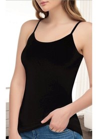 Resim Kadın Siyah Elastan İp Askılı Atlet 6'lı 001 