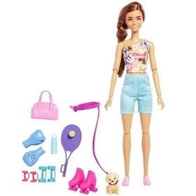 Resim Spor Kıyafetleri İle Barbie Bebek, Patencisi Ve Aksesuarları 