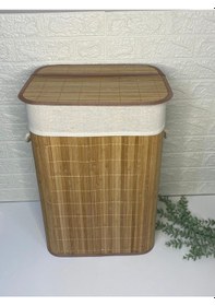 Resim Bambu Katlanabilir Çamaşır Sepeti Kirli Sepeti Dikdörtgen Bambu 