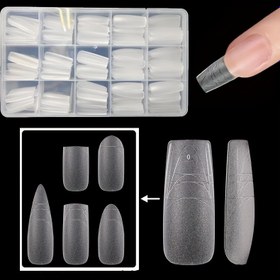 Resim 315 parça Yumuşak Jel Tam Kaplama Tırnak Rehberi Uçları, Manikür Salonları ve DIY için Uygun 15 Boyutta Suni Tırnak Sanatı için Kutulu Jel Tırnak Uzatmaları 