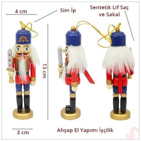 Resim Kurşun Asker, Ahşap Fındıkkıran 13cm - Kılıçlı Kırmızı 