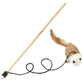 Resim Fare Figürlü Tahta Saplı Kedi Oltası 40 cm 