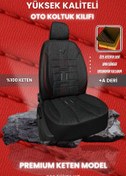 Resim KILIFREİS PREMIUM SERİSİ - SİYAH KETEN VE DERİ KOLTUK KILIFI & Ön Arka 5 Koltuk Tam Set 