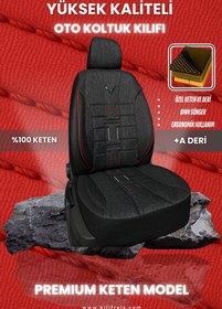 Resim KILIFREİS PREMIUM SERİSİ - SİYAH KETEN VE DERİ KOLTUK KILIFI & Ön Arka 5 Koltuk Tam Set 