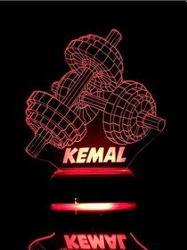 Resim Sporculara Özel Hediye 3D Dambıl Masaüstü Led Lamba 