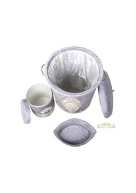 Resim Lisa Gri 3Lü Kadife Banyo Kirli Çamaşır Sepeti Seti Gri 