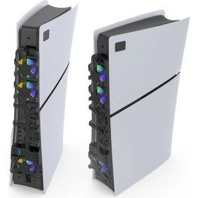 Resim Genel Markalar Ps5 Slim Uyumlu Soğutucu Led Işıklı Sessiz Fan 4000rpm Usb 3.0 Radyatör Isı Emici Üç Fanlı Siyah 