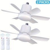 Resim 2 adet 46,99 cm LED Tavan Vantilatörü, 3 Hızlı Rüzgar ve 3 Renkli 3000-6500k Karartma Özellikleri ile - Modern Tasarım Soket Fan Işık Uzaktan Kumandalı - Oturma Odası ve Yatak Odası için Uygun - Ev Kullanımı İçin İdeal - Yeni Eve Taşınma Hediyesi 