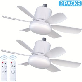 Resim 2 adet 46,99 cm LED Tavan Vantilatörü, 3 Hızlı Rüzgar ve 3 Renkli 3000-6500k Karartma Özellikleri ile - Modern Tasarım Soket Fan Işık Uzaktan Kumandalı - Oturma Odası ve Yatak Odası için Uygun - Ev Kullanımı İçin İdeal - Yeni Eve Taşınma Hediyesi 
