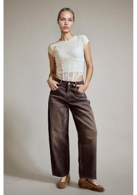 Resim Defacto Wide Leg Geniş Bol Paça Bilek Boy Jean Pantolon G2909ax25aubn336 Kahve 