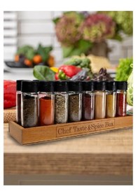 Resim Tangram Ahşap Standlı 16'lı Baharatlık Takımı Ahşap - Beyaz 