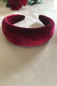 Resim alsaccessories Kadife Bordo Renk Dolgulu Düz Saç Taçı 