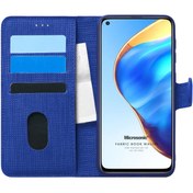 Resim Xiaomi Mi 10t Kılıf Fabric Book Wallet Lacivert Microsonic