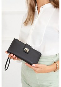 Resim Newish Polo Kadın Soft Doku Deri Kartlık Ve Cüzdan New049 Siyah 